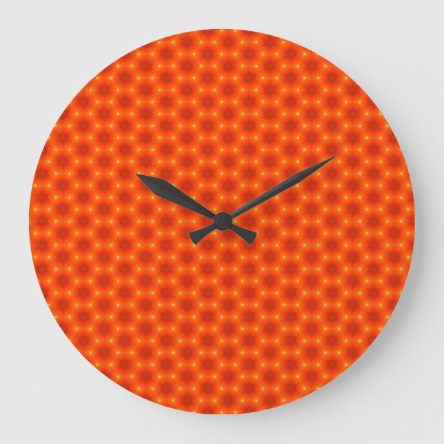 Golden Orange Honeycomb Hexagon Pattern Large Clock (Front)