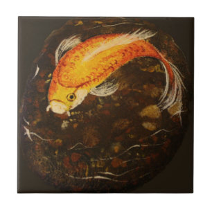Golden Orange Koi Fish Tile