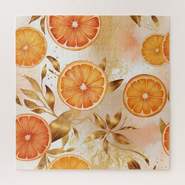 Golden Orange Slice Pattern Jigsaw Puzzle (Vertical)