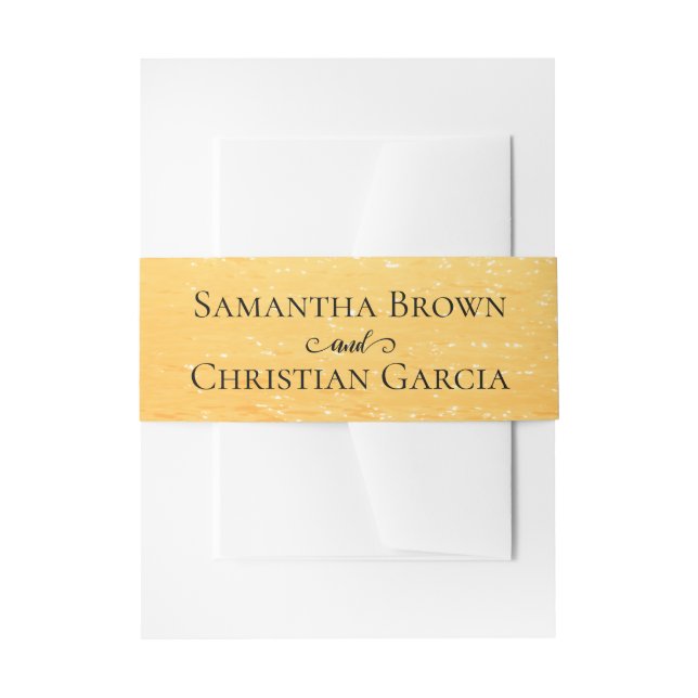 Golden orange summer sea waves wedding invitation belly band (Front Example)