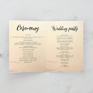 Golden orange summer sea waves wedding program