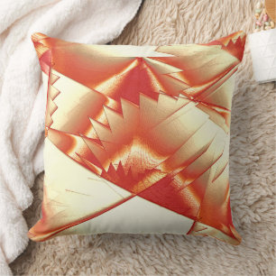 Golden orange to beige, extreme rough digitalized throw pillow
