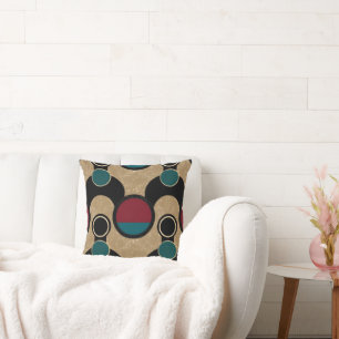 Golden Orbit Bold Circles Abstract Throw Cushion