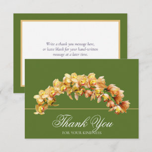 Golden Orchid Floral Arc Botanical Chic Thank You Card