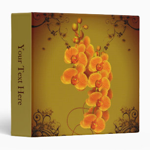 Golden Orchids Floral Art Personalized Binder