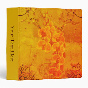 Golden Orchids Flower Art Personalized  Binder
