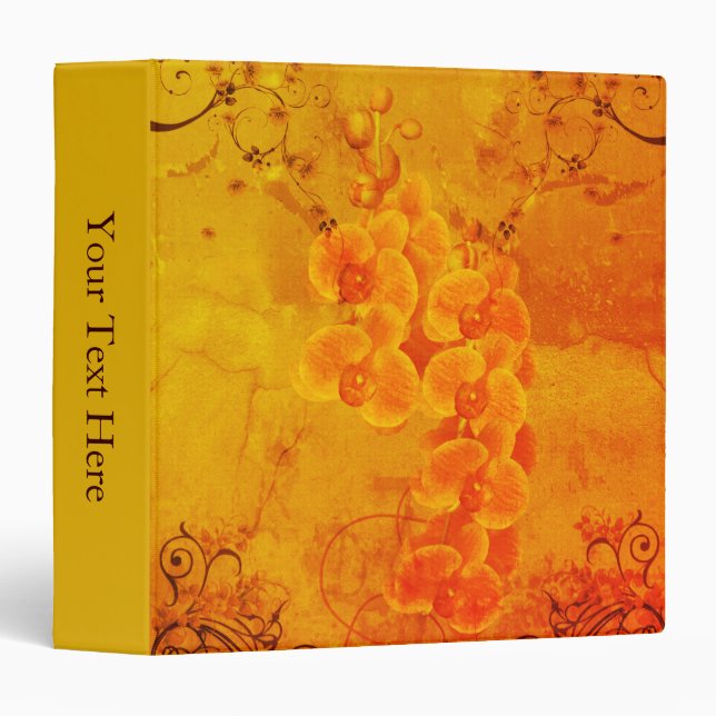 Golden Orchids Flower Art Personalized  Binder (Front/Spine)