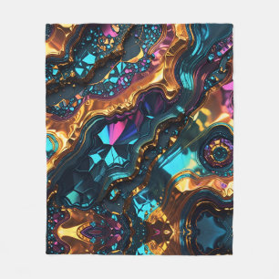 Golden Ore Veins with shiny Gems Fleece Blanket