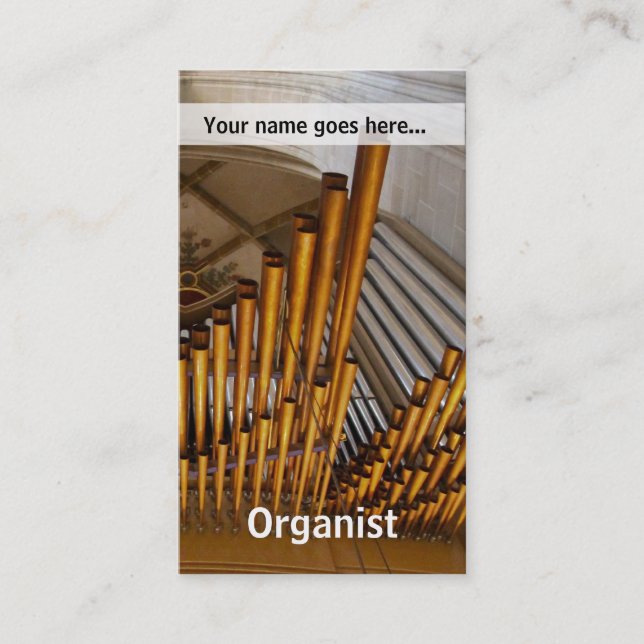 Golden organ pipes business card (Front)