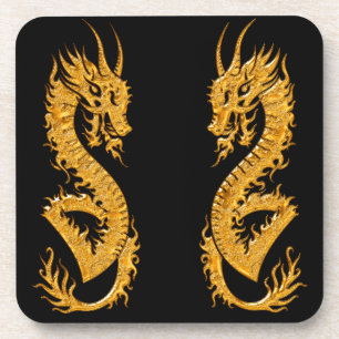 Golden oriental dragon 02 coaster