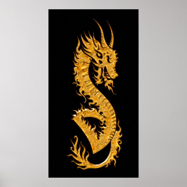 Golden oriental dragon 02 (left) poster (Front)