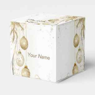Golden Ornament Christmas Holiday Party Elegant Favor Box