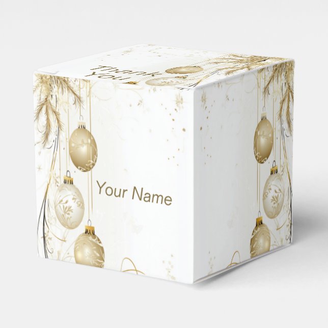 Golden Ornament Christmas Holiday Party Elegant Favor Box (Front Side)