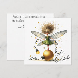 Golden Ornament Fairy Holiday Card