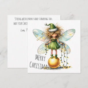 Golden Ornament Fairy Holiday Card
