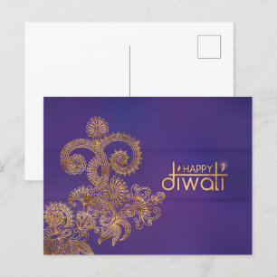 Golden Ornament Happy Diwali Postcard