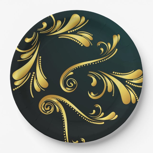 Golden ornament paper plates (Front)
