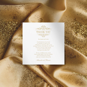 Golden ornament white chic modern  thank you card