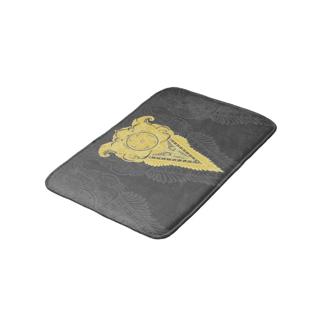 Golden Ornamental Flame Bath Mat (Angled)
