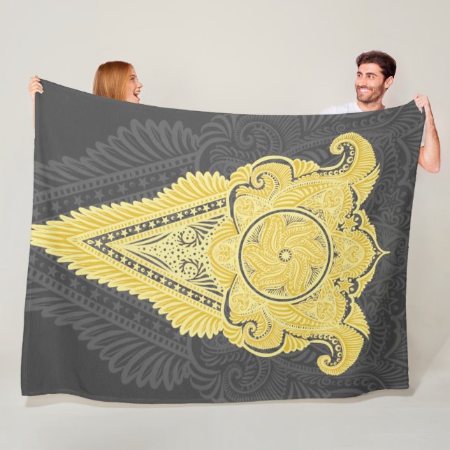 Golden Ornamental Flame Fleece Blanket (In Situ)