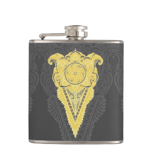 Golden Ornamental Flame Hip Flask