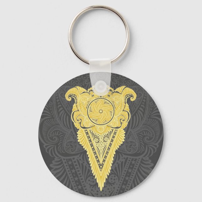 Golden Ornamental Flame Keychain (Front)