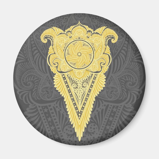 Golden Ornamental Flame Magnet (Front)