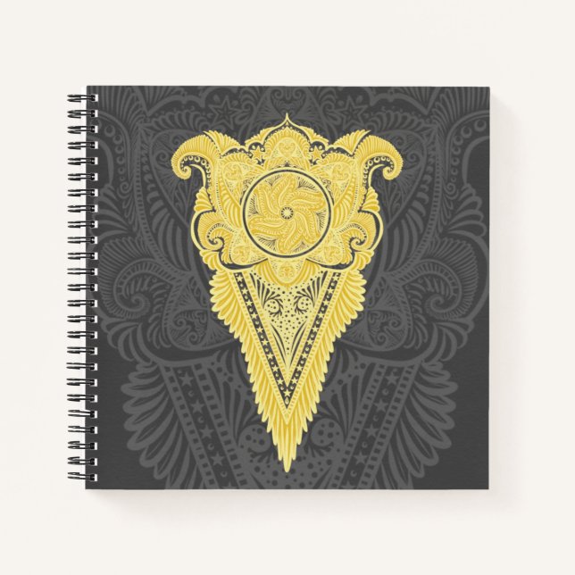 Golden Ornamental Flame Notebook (Front)