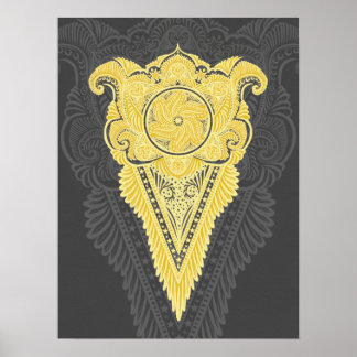 Golden Ornamental Flame Poster
