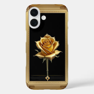 Golden Ornamental Frame with Floral Motif iPhone 16 Case