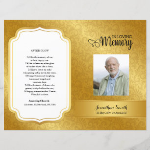 Golden ornamental Funeral Program template