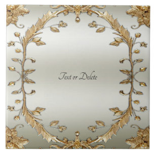 Golden Ornate Ceramic Tile