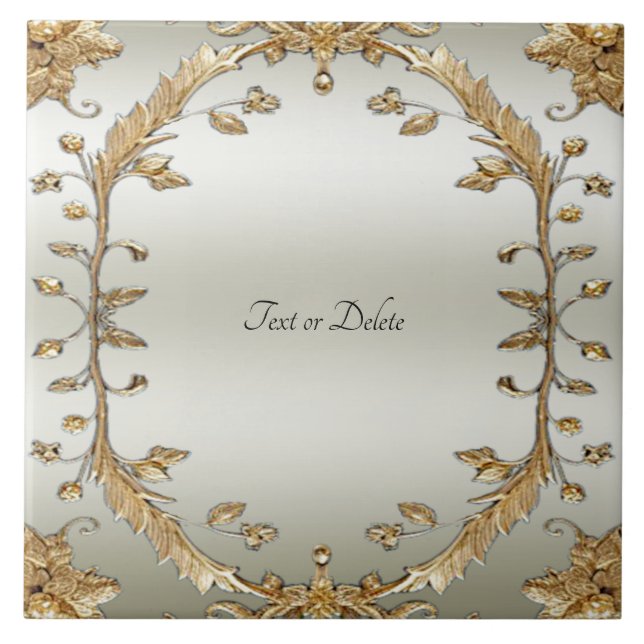 Golden Ornate Ceramic Tile (Front)