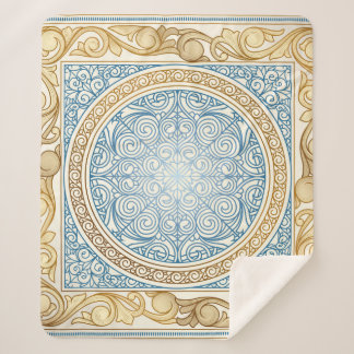 Golden ornate decorative vintage design sherpa blanket