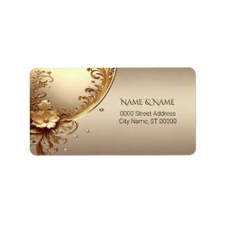 Golden Ornate Floral Address Label