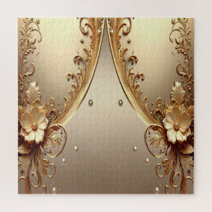 Golden Ornate Floral Jigsaw Puzzle