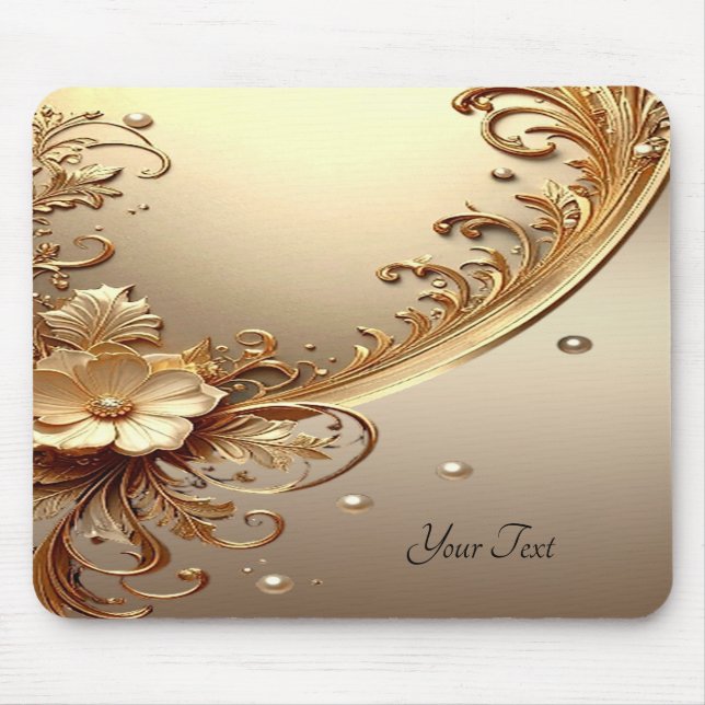 Golden Ornate Floral Mousepad (Front)