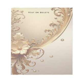 Golden Ornate Floral Notepad