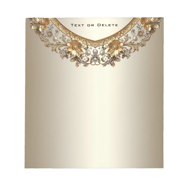 Golden Ornate Flowers Notepad (Front)