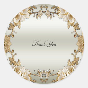 Golden Ornate Flowers Seal Sticker