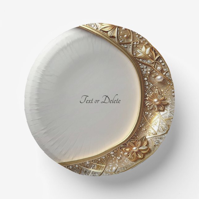 Golden Ornate Frame Paper Plate (Front)