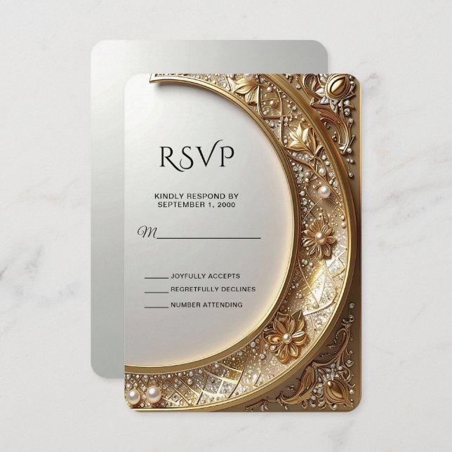Golden Ornate Frame RSVP Card (Front/Back)