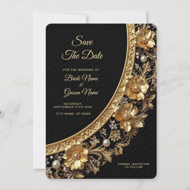 Golden Ornate Frame Save the Date (Front)