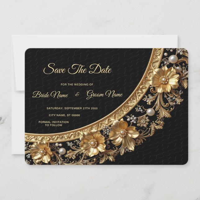Golden Ornate Frame Save The Date (Front)