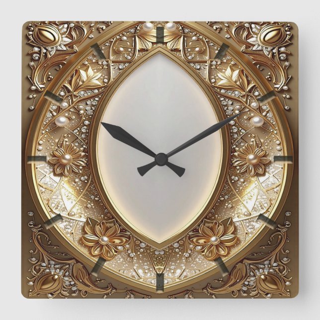 Golden Ornate Frame Wall Clock (Front)