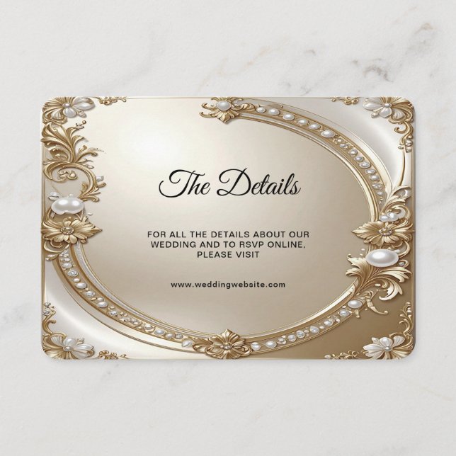 Golden Ornate Frame with Pearls Detail Enclosure Card (Front)