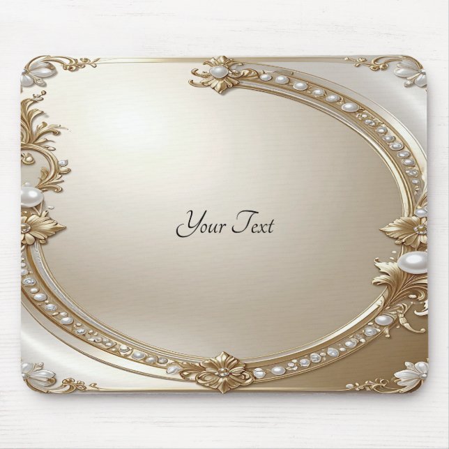 Golden Ornate Frame with Pearls Mousepad (Front)