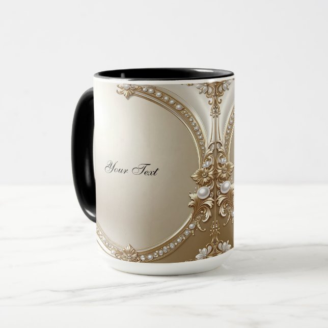 Golden Ornate Frame with Pearls Mug (Devant gauche)