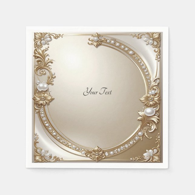 Golden Ornate Frame with Pearls Napkin (Front)