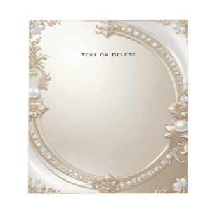 Golden Ornate Frame with Pearls Notepad
